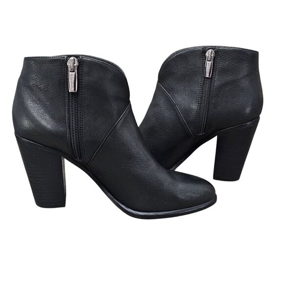 Vince Camuto Franell Leather Black Western Bootie Heel Boot - Picture 4 of 16